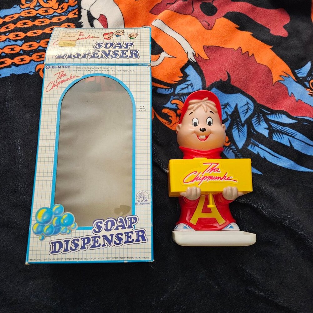 Vintage 1984 Alvin and the Chipmunks Soap Dispenser in Box Helm Toy (Untested)